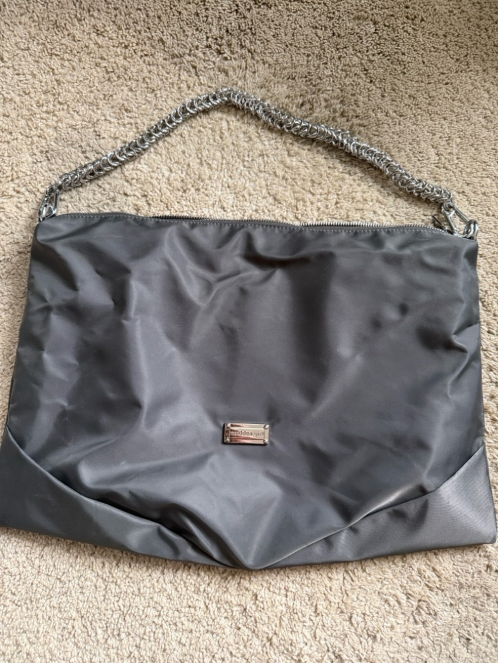 Madden Girl Grey silver Chain-Handle Shoulder Bag